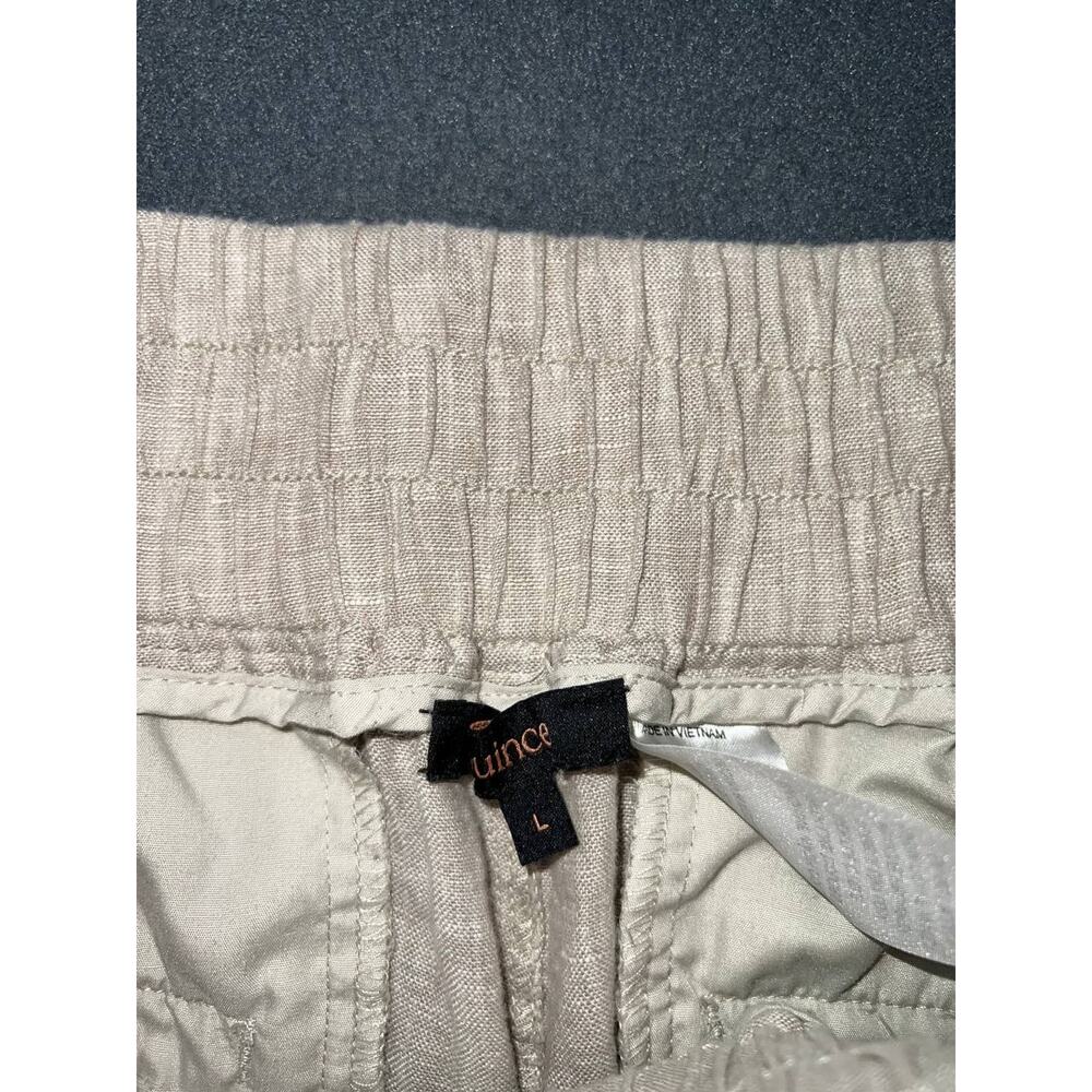 Quince 100% Linen Wide Leg Pants Tan Elastic Waist Large A009927 - Picture 3 of 9